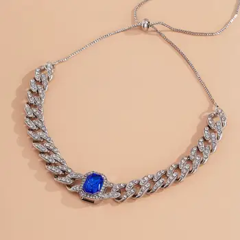 Goth Bling Drahokamu Přívěsek náhrdelník Náhrdelník pro Ženy, svatební Svatební Modrá/Fialová Crystal Estetické Krk Šperky, Vánoční Dárek