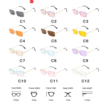Ročník Obdélník, Sluneční Brýle, Ženy, Luxusní Značky Vrtaných Sluneční Brýle Muži Malé Hranaté Brýle Nové Strany Cestovní Oculos Feminino