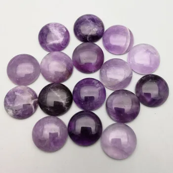 Velkoobchod Módní přírodní fialová crystal kámen korálky kouzlo 20mm kolo cab kabošon 12ks pro výrobu šperků Prsten, příslušenství