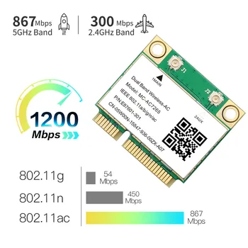 1200Mbps Bezdrátovou MC-AC7265 Half Mini PCI-E Wifi Karty, Bluetooth 4.2 802.11 ac Dual Band 2.4 G 5Ghz Adaptér Pro Notebook Než 7260HMW