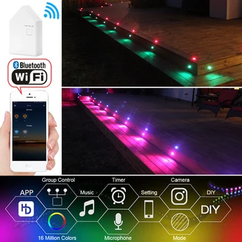 14pcs/set 61mm WIFI, Bluetooth APP Controller Časovače, Stmívače, RGB/RGBW Schodiště Krok VEDL Paluba Železniční Podhled Osvětlení Příjezdové cesty, Terasy Lampa