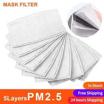 2-200ks 5 Vrstev PM2.5 Filtrační Maska Papír, Aktivní Uhlí, Dospělý, Dítě, Děti Prachu Ústa Masky Na Jedno Použití Ochranné Obličejové Masky