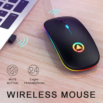 2.4 GHz Bezdrátová Myš Počítačová Myš Bluetooth Rychlé Optické 2400 DPI LED Světlo, Myši USB Dobíjecí RGB Pro PC Přenosný Počítač