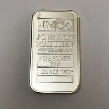 2 ks Johnson Matthey JM bullion bar 1 OZ stříbrný pozlacený ingot odznak 50 mm x 28 mm sběratelskou domácí dekoraci barů