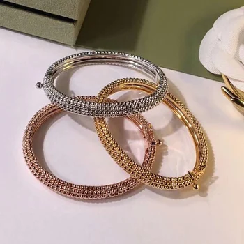 2019 Módní Klasické Značky Náramek Luxus Rose Gold Stříbrná Barva Leštění Korálky Náramek Ženy Svatební Party Značkové Šperky