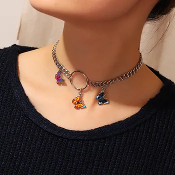 2020 Barva Ženy Módní Rainbow Butterfly Přívěsek Vrstva Náhrdelník Prohlášení náhrdelník Náhrdelník pro Ženy, Šperky, Dárky