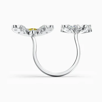 2020 Módní Šperky SWA Nový VĚČNÝ KVĚT Otevřený Kroužek okvětní Lístek Dvakrát Dekorace Crystal Ženy Zásnubní Prsten Šperky Dárek