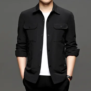 2020 Podzim Nový Styl Muži Bunda Mladých a Středního věku Ležérní Fold-down Límec Polo Shirt korejský styl Tenký Sako Pánské Oblečení