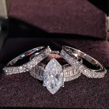 2021 luxusní markýza 925 sterling silver snubní prsten nastavit v africe svatební pro ženy, lady dárek k výročí šperky velkoobchod R5388