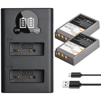 2ks PS-BLS5 BLS-5 BLS5 BLS-50 BLS50 Baterie & LED USB Nabíječka pro Olympus PEN E-PL2 E-PL5 E-PL6 E-PL7 E-PM2 OM-D E-M10 E-M10 II
