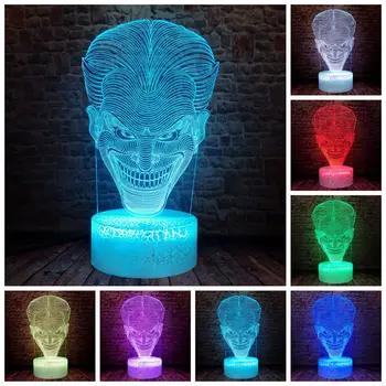 3D Iluze LED Spaní Noční světlo Barevné Měnící se Světlo Joker Obrázek Hračky