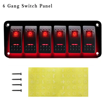 4/6 Gang Kolébkový Přepínač Panel Jistič S LED RV Pro půjčovna Lodí 12V 24V Vypínač Panel, Zásuvka Jistič, Ovládací Panel