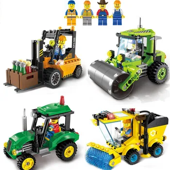4 Typ Civilizované Město Zametač Legoings Model, Stavební Bloky Toy Kit DIY Vzdělávací Děti Dárky k Narozeninám