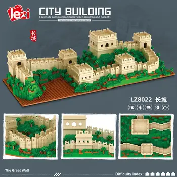 4114pcs+ Velké Zdi Stavební Kameny Čínské Slavný Architektura Micro Cihla LZ8022 3D Model Diamond Block Hračky Pro Děti