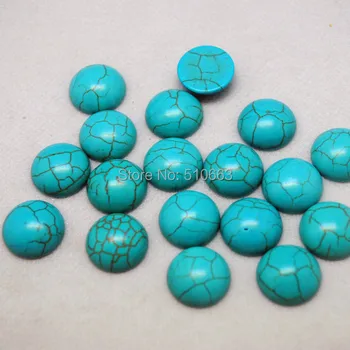 50 Ks/Lot Modré Turquoisee Kabošon Turquoisee Kámen Korálky Příslušenství Pro Náušnice nebo Přívěsek Lepicí Povrch, Velikost 16mm
