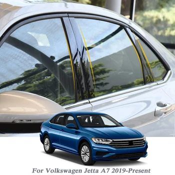 6ks Car Styling Pro Volkswagen Jetta A7 MK7 2019-Současné Auto, Okno, Čalounění Nálepka Prostředním Sloupci Nálepka PVC Vnější Příslušenství