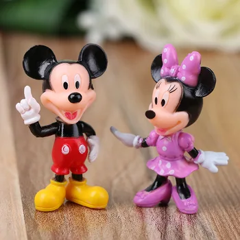 6ks/lot Disney Postavy Mickey Mouse Minnie Mouse Clubhouse Narozenin Dort Dekorace PVC Anime Obrázek Hračky pro Děti