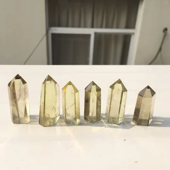 6ks Přírodní žlutý citrín quartz crystal hůlka bod s dobrou barvou reiki zprostředkování léčení krystaly
