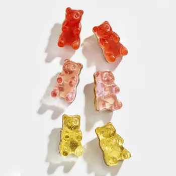 8 Párů Sladké Cukroví Barvy Akrylové Gummy Bear Stud Náušnice, Pryskyřice Post Kreslený Medvěd Náušnice Set Módní Šperky Unisex