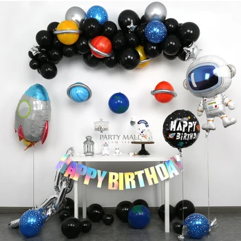 98pcs/lot Vesmíru Strany Astronaut Balón Raketa Fólie Balón Arch Věnec Téma Party Chlapec, Děti, Narozeniny, Výzdoba, Globální Helium