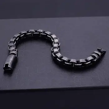 9mm Vintage Černé Link Řetěz Náramek Pro Muže z Nerezové Oceli Šperky
