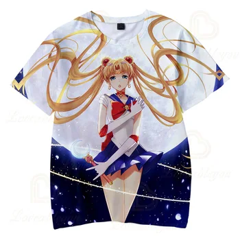 Anime Japonsko Sailor Moon 3D Tištěné Ženy T-shirt Dívka Krátký Rukáv T-shirt Mikina Topy Trička Oblečení