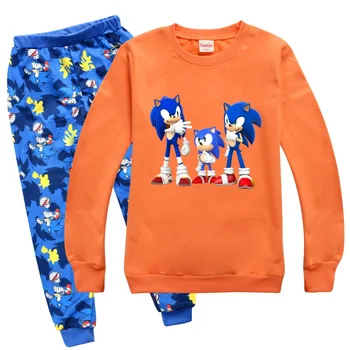 Anime Sonic Mikiny Batole Chlapci Oblečení Set Módní Dlouhý Rukáv Děti T Košile Kalhoty Supersonic Děti Dítě Mikina Oblek