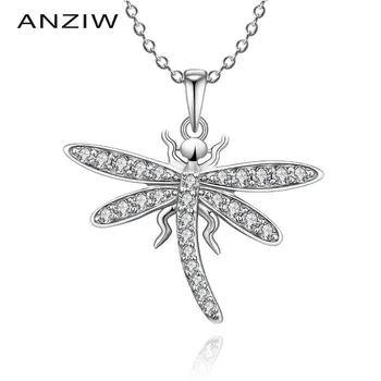 ANZIW Luxusní 925 Sterling Silver Přívěsek Náhrdelník pro Ženy, Zvířat, Motýlí Dívka Dlouhý Řetěz Náhrdelník Svatební Stříbrné Šperky