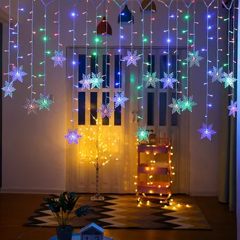 Barevné Vločka LED String Světla, Vánoční Závěs Světla Blikající Světla Vodotěsný Venkovní Víla Světla Festival Strana