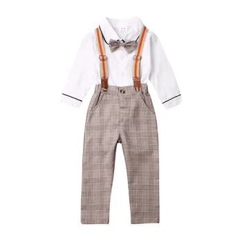 Batole Chlapec Oblečení 2KS Děti Dítě Chlapci Formální Gentleman Oblečení, Košile, Topy College Styl Popruh Oblek