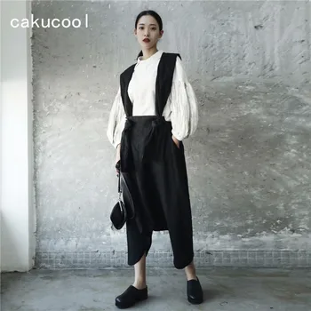 Cakucool Nové Ramie Černá Rompers Ženy Japonské Gothic Design Volné Šle Kalhoty Ležérní Harem Kalhoty Capris Femme Plus Velikost