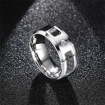 CC Nerezové Oceli Přívěsky Prsteny Pro Muže A Ženy, Černé Uhlíkové Vlákno Krychlových Zirkonem Prsten Módní Šperky Bijoux Homme CC1298