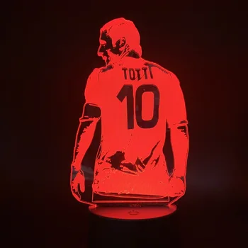 Chlapci Stolní Lampa fotbal Fotbal Hráče Francesco Totti Zadní Pohled Obrázek Led Noční Světlo pro Ložnice Dekor Dárek pro Přítele