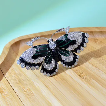 CINDY XIANG Zirkony Motýl Brože Pro Ženy, Zelená Barva, Zářící Hmyz Pin Brož CZ Rhinestone Měděné Šperky