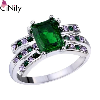 CiNily Vintage Zelené Quartz Fialová Zirkon Stříbro Pozlacené, Pro Ženy Šperky Prsten 5-10 NJ456