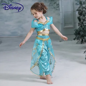 Disney Princezna Jasmine Zdobit Děti Zdobený Květinový Tištěný Arabský Princezna Kostým Děti Halloween Cosplay Maškarní