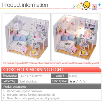 DIY Doll House Miniaturní S Nábytek Dřevěný Dům, Nádherné Ranní Světlo, Hvězdy, Nebe, Hračky Pro Děti, Dárek k Narozeninám M013