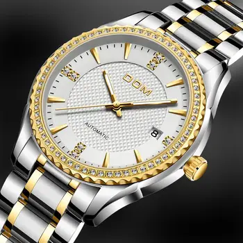 DOM Automatické mechanické hodinky pánské hodinky vodotěsné pár hodinek z nerezové oceli světelný sport, podnikání, dámské hodinky