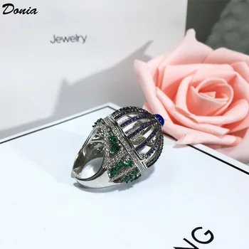 Donia šperky Evropské a Americké módní klec prsten s AAA barvy prsten zirkon otevření kruhu pro dámy banket