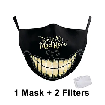 Dospělý 3D Tištěný Obličej, Látkové Masky, Maskování vzor pro opakované použití, Osobní Bezpečnost, Ochrana proti Prachu Vyměnitelné Filtrační Maska
