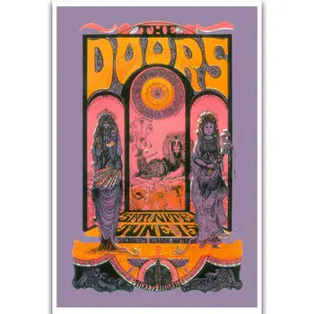 Dveře Americké Rockové Kapely Jima Morrisona Vintage Hedvábné Tkaniny Plakát Art Dekor Nálepka Světlé