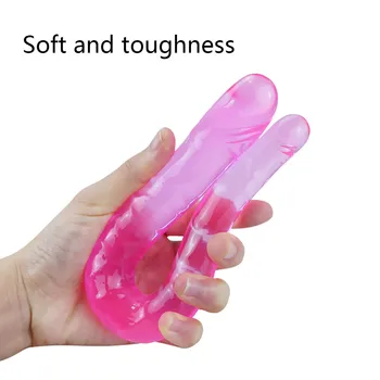 Dvojité Dildo Soft Jelly Dildo pro ženy Gay Lesbian Skončil Dong Umělý Penis Erotické hračky Vagina Anální Sex Produktů