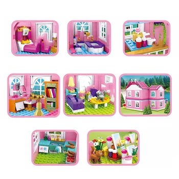 Dívka Série Dream Villa Pink House Stavební Bloky Přátele Osvítit Města Cihly Vzdělávací Hračky Pro Děti, Dárky K Narozeninám