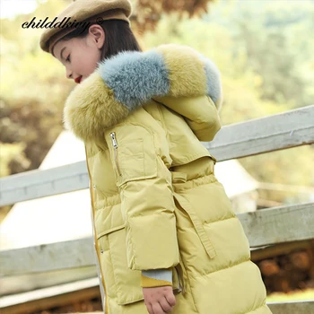 Dívky Zimní Kombinézu Kabát 2020 Nové Dospívající Oblečení s Kapucí zahustit dětské Oblečení sněhu nosit kabát Děti, svrchní oděvy, 5-12 let