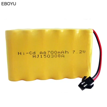 EBOYU Dobíjecí Ni-cd 7.2 V 700mAh Baterie AA Pack SM 2P Konektor pro Dálkové Ovládání, RC Auta a Další Podobné Dálkové Ovládání Hračky