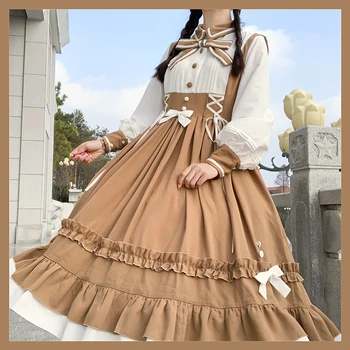 England college styl sladká lolita šaty retro krajky bowknot viktoriánské šaty, op kawaii dívka gothic lolita šaty popruh měkké holka