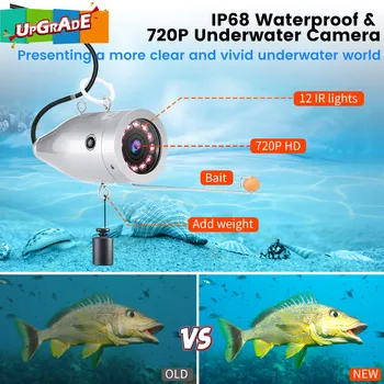 Eyoyo EF07H Podvodní Rybolov Fotoaparát 30m 720P Kamera 12 IR Světla 1024x600 IPS 7 Palcový Displej Hloubky Led Video FishFinder Cam