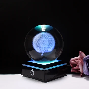 Fengshui 3D Laserem Vyryté Crystal Pampeliška Míč Meditace Léčení Globální Domácí Dekoraci Skla Řemeslo Koule Vánoční Dárky