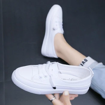 Fujin durable2021 nízké platformě tenisky dámské boty ženy pu kožené Vycházkové tenisky Mokasíny Bílé ploché skluzu na Dovolenou boty