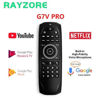 G7V Podsvícený Hlas ruské Mini klávesnice Gyroskop IR Učení 2.4 G Bezdrátové Dálkové G7V Pro Air Mouse Pro Android TV BOX VS MX3